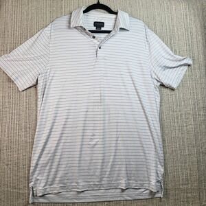 Chase 54 Men's Polo Size L White Stripped Short Sleeve Stretch‎ Golf Casual